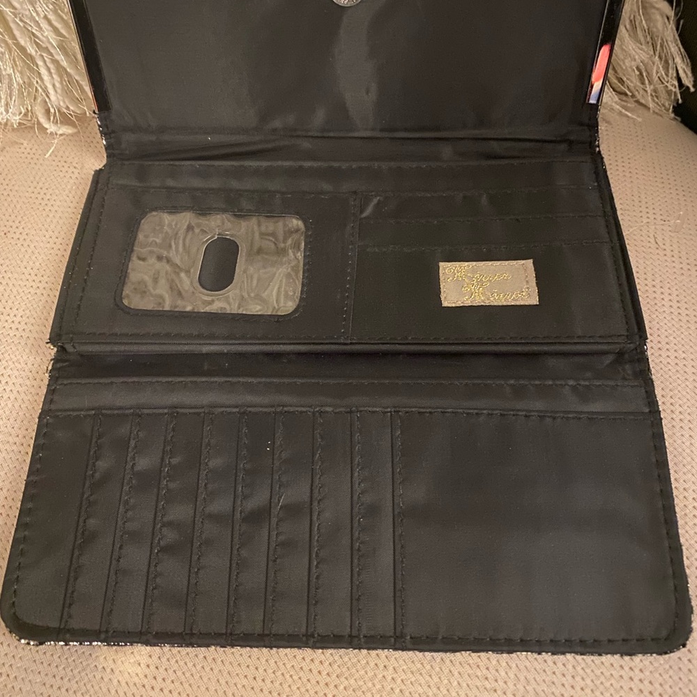 Mirror Mirror Silver Black Animal Print Clutch Wallet Magnetic Snap Never Used - Picture 3 of 6